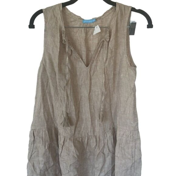 J.McLaughlin Women's Natural Christa Linen Tassel Tiered Shift Dress Tan Size XS - Picture 5 of 8